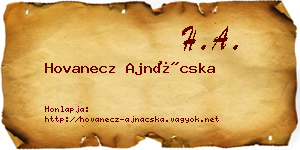 Hovanecz Ajnácska névjegykártya